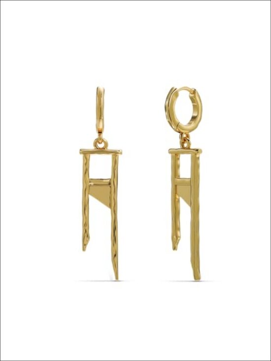 Jewelry - Gothic Dangle Earrings 18G Spiked Hoop Drop 925 Sterling Silver Post 18K Gold